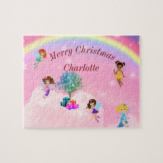 パーソナライズされた妖精のクリスマス ジグソーパズル (横)