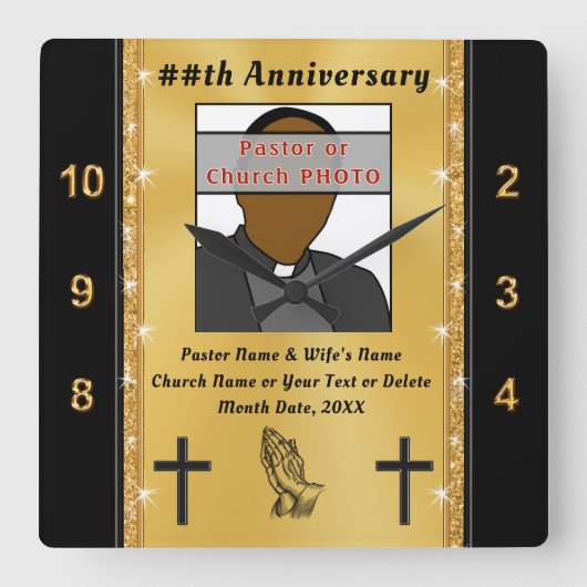 パーソナライズされた妻周年記念品 スクエア壁時計 (正面)