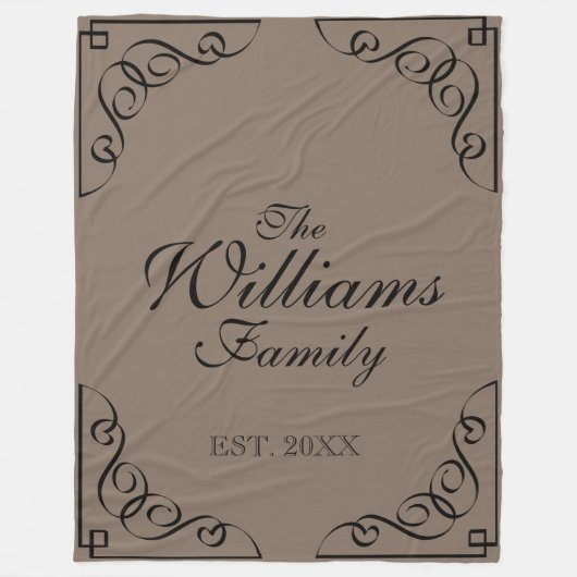 パーソナライズされた姓ベージュフリースブランケット フリースブランケット (正面)