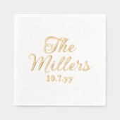 パーソナライズされた姓 カスタム ウェディング レセプション 箔ナプキン (正面)