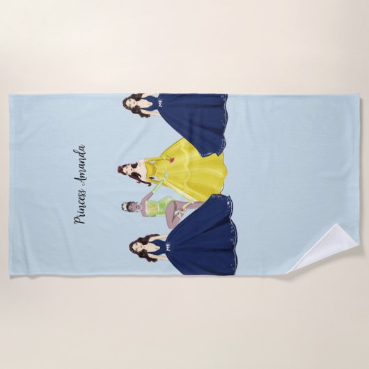 パーソナライズされた姫 ビーチタオル (正面)