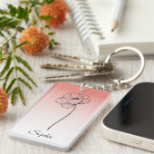 パーソナライズされた威厳がある誕生の花キーチェーン – ポピー キーホルダー (正面右)