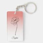 パーソナライズされた威厳がある誕生の花キーチェーン – ポピー キーホルダー (裏面)