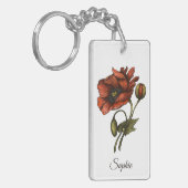 パーソナライズされた威厳がある誕生の花キーチェーン – ポピー キーホルダー (正面左)