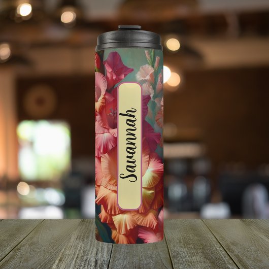 パーソナライズされた威厳がある誕生フラワーグラジオラス16オズ タンブラー