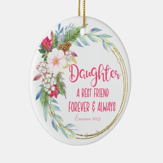 パーソナライズされた娘最高の友のクリスマス セラミックオーナメント (右)