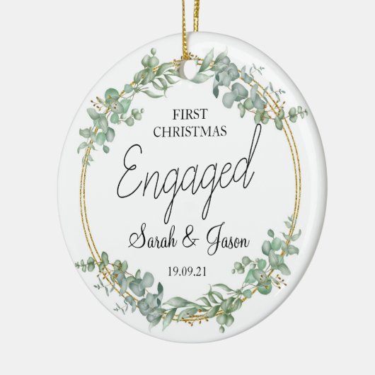 パーソナライズされた婚約したオーナメント-婚約オーナメント セラミックオーナメント (左)
