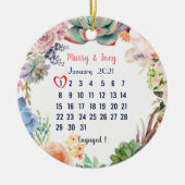 パーソナライズされた婚約した結婚-31日 セラミックオーナメント (正面)