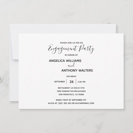 パーソナライズされた婚約パーティ招待状 |写真の追加 招待状 (裏面)