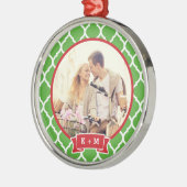 パーソナライズされた婚約フォトモノグラムオーナメント メタルオーナメント (左)