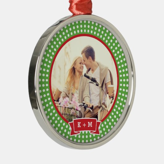 パーソナライズされた婚約フォトモノグラムオーナメント メタルオーナメント (右)