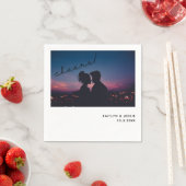 パーソナライズされた婚約写真カスタムウェディング スタンダードカクテルナプキン (インサイチュ)