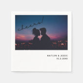 パーソナライズされた婚約写真カスタムウェディング スタンダードカクテルナプキン (正面)