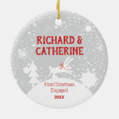 パーソナライズされた婚約第1回クリスマ婚約したス セラミックオーナメント (裏面)
