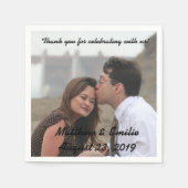 パーソナライズされた婚約結婚の写真 スタンダードカクテルナプキン (正面)