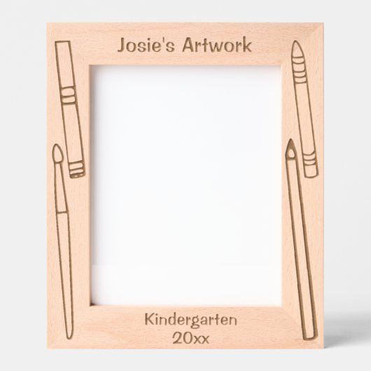パーソナライズされた子のアートワーク レーザー彫刻フレーム (正面)