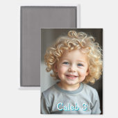 パーソナライズされた子の写真、名前、年齢 マグネット (正面/裏面)