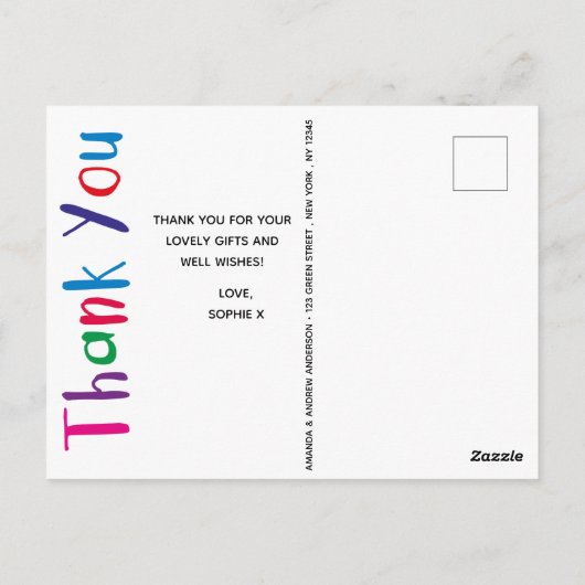 パーソナライズされた子供の誕生日ありがとう ポストカード (裏面)