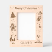 パーソナライズされた子供の誕生日名メリークリスマス レーザー彫刻フレーム (正面)