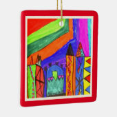 パーソナライズされた子供アートワークのクリスマス セラミックオーナメント (右)