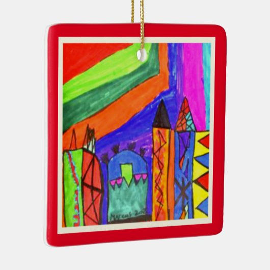 パーソナライズされた子供アートワークのクリスマス セラミックオーナメント (右)