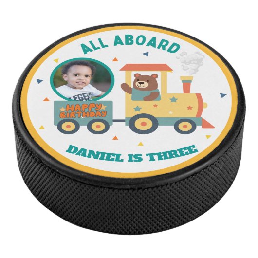 パーソナライズされた子供向け列車の誕生日写真 アイスホッケーパック (3/4)
