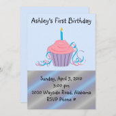 パーソナライズされた子供最初の誕生日 招待状 (正面/裏面)