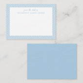 パーソナライズされた子供用ダスティーブルーのギンガムチェック ノートカード (正面/裏面)