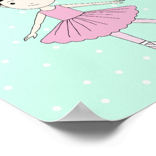 パーソナライズされた子供部屋アートプリントバレリナガールアート ポスター (角)