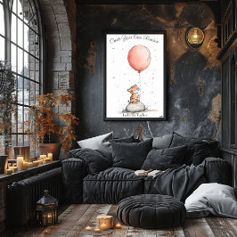 パーソナライズされた子供部屋アート – タイガーカッブ&レッドバルーン ポスター