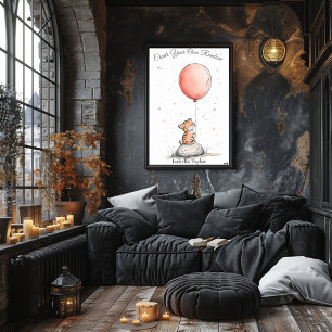 パーソナライズされた子供部屋アート – タイガーカッブ&レッドバルーン ポスター