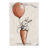 パーソナライズされた子供部屋アート – バニーと赤いバルーン ポスター (正面)