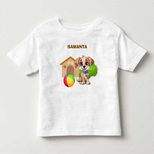 パーソナライズされた子犬の幼児用Tシャツ トドラーTシャツ (正面)