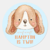 パーソナライズされた子犬の誕生日パーティーシール ラウンドシール (正面)