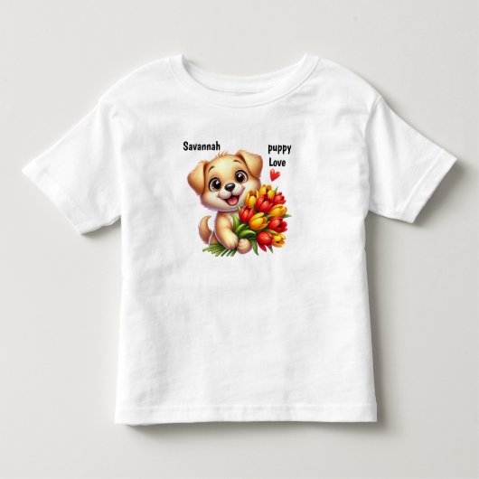 パーソナライズされた子犬 トドラーTシャツ (正面)