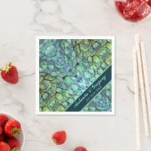 パーソナライズされた孔雀の羽結婚の紙ナプキン スタンダードカクテルナプキン (インサイチュ)