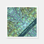 パーソナライズされた孔雀の羽結婚の紙ナプキン スタンダードカクテルナプキン (正面)