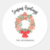 パーソナライズされた季節のごあいさつリース ラウンドシール (正面)