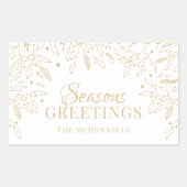 パーソナライズされた季節のごあいさつ金ゴールド 長方形シール (正面)