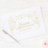 パーソナライズされた季節のごあいさつ金ゴールド 長方形シール (封筒)