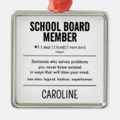 パーソナライズされた学校委員おもしろい メタルオーナメント (正面)
