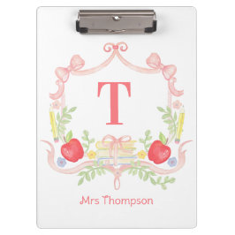 パーソナライズされた学紋 |モノグラム先生 クリップボード