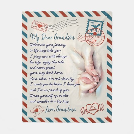 パーソナライズされた孫親愛毛布祈で フリースブランケット (正面)