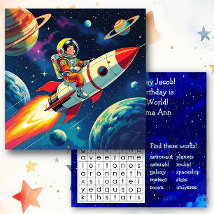 パーソナライズされた宇宙をテーマにした少年の誕生日 カード