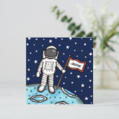 パーソナライズされた宇宙宇宙飛行士誕生日招待状 (スタンド正面)