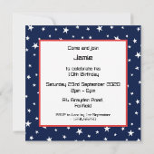 パーソナライズされた宇宙宇宙飛行士誕生日招待状 (裏面)