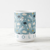 パーソナライズされた宇宙猫マグ | かわいい名前をカスタムする コーヒーマグカップ (中央)