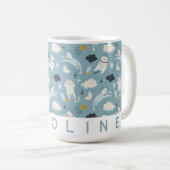 パーソナライズされた宇宙猫マグ | かわいい名前をカスタムする コーヒーマグカップ (正面右)