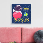 パーソナライズされた宇宙飛行士認定アート | 愛された キャンバスプリント (インサイチュ (リビング))