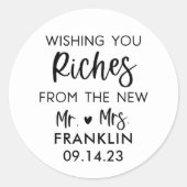 パーソナライズされた宝結婚引チケット ラウンドシール (正面)